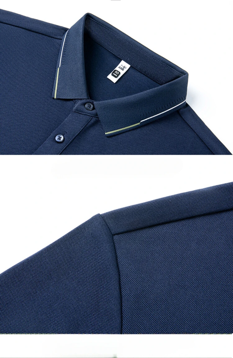 Silk + Cotton Men's Long-Sleeved Polo, New Autumn Polo T-shirt