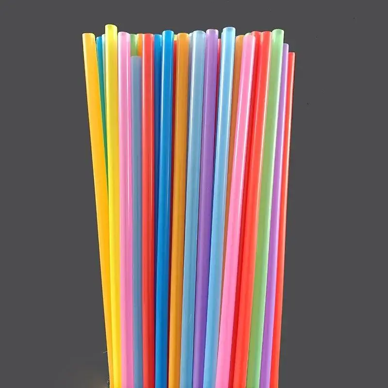 Disposable Plastic Straws 100PCS Colorful Party Event Drinking Straws Flexible Large Straight Tube Straw Bar Accessories 6*190mm