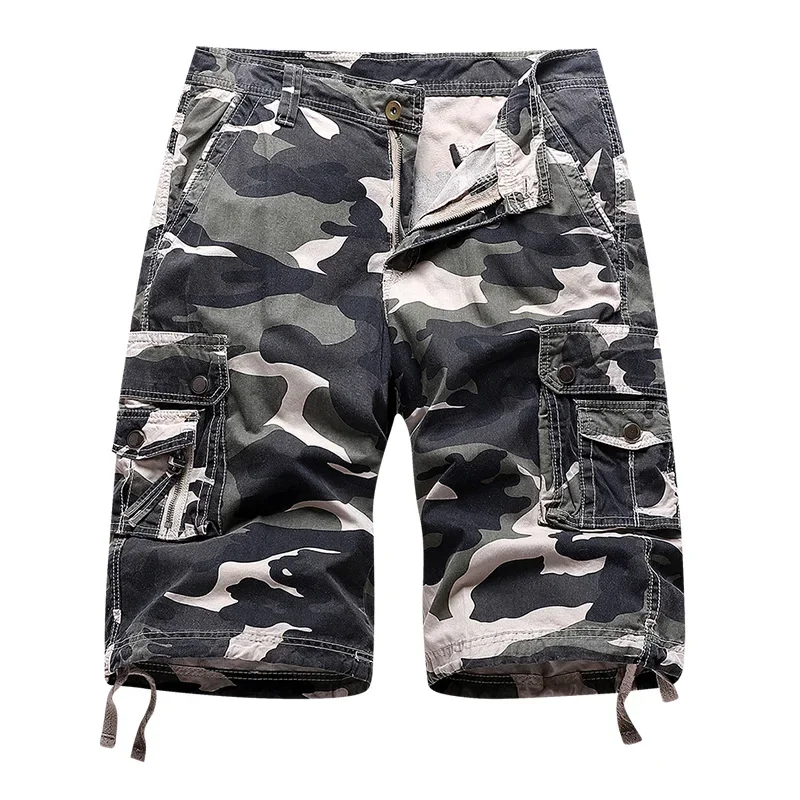 Men's Camouflage Cargo Shorts Outdoor Regular Fit Classic Tactical Shorts Multi Pockets Khaki Military Hiking Shorts Male