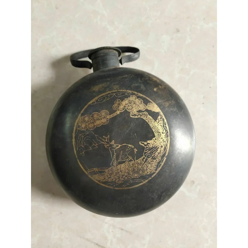 

Exquisite Old Chinese brass copper handcarved deer pots wine pots 90285