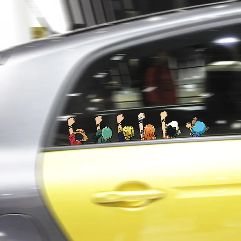 One Piece Anime Car Stickers Cartoon Luffy Joe Bassolo Back Car Rear Window Scratch Stickers Reflective Waterproof Stickers 5