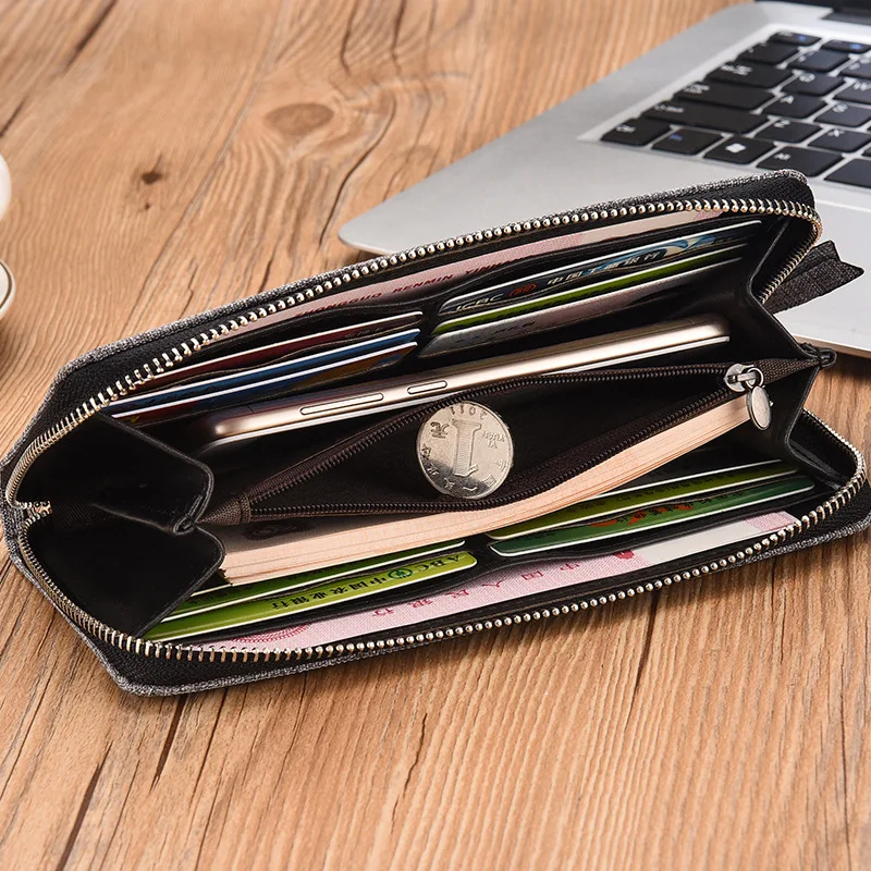 New Trendy Wallet Men's Long Zipper Canvas Handbag Men's Handbag