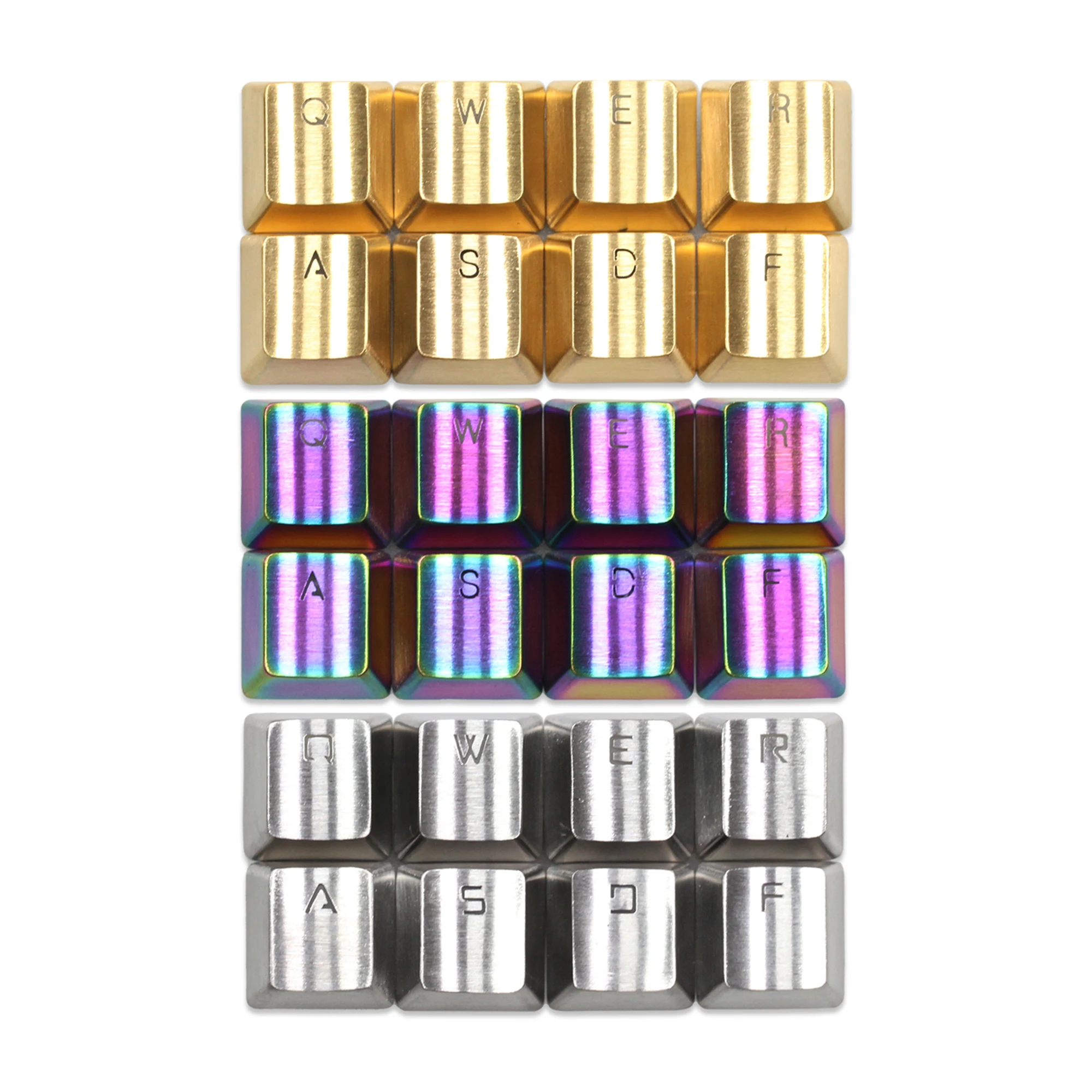 Teamwolf-mx Metal Keycap para Jogos de Teclado Rgb r3 Luz Através de Retroiluminação Preto Azul Ouro Gradiente Qwerwasd r2 Aço Inoxidável