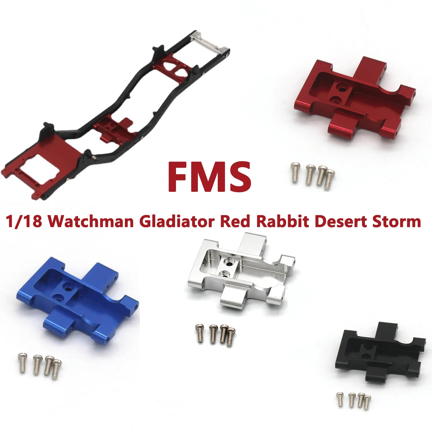 Fms 1/18 Watchman Gladiator Red Rabbit Desert Storm Rc Telecomando Ricambi Auto Raccordi In Metallo Base Wave Box