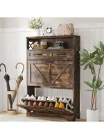 Maupvit Shoe Storage Cabinet with 2 Flip Drawers and 2 Drawers Slim Farmhouse Shoe Cabinet for Entryway Freestanding Sho 1
