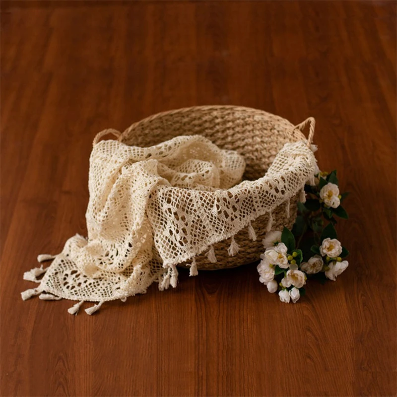 Vintage Beige Tassel Cotton Blanket