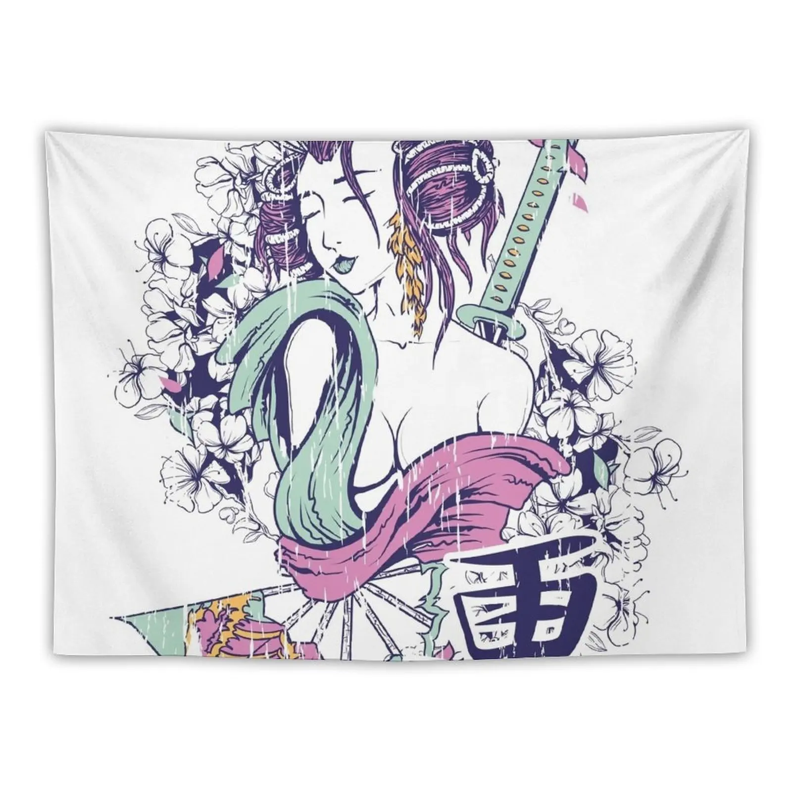 

Samurai Geisha Tapestry House Decor Custom Tapestry Wall Hanging Wall