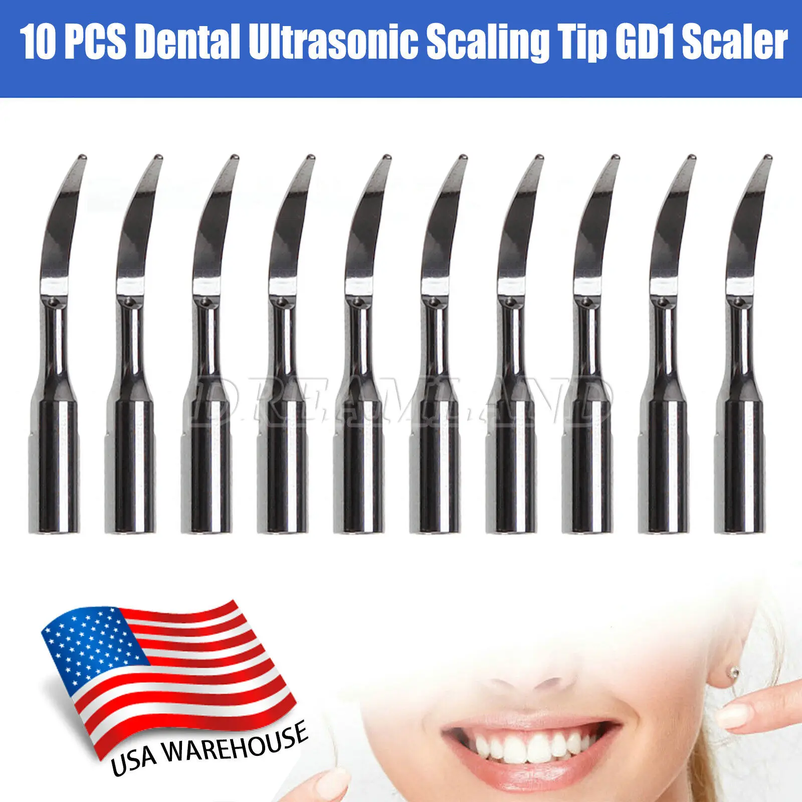 

10PCS Dental Ultrasonic Scaler Tips Scaling Tip GD1 Fit DTE Satelec Handpiece