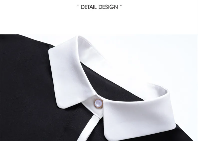 Summer New Women'S Short Sleeved Patchwork Temperament Chiffon Shirt Korean Fashionable Versatile Lapel Professional Top Female