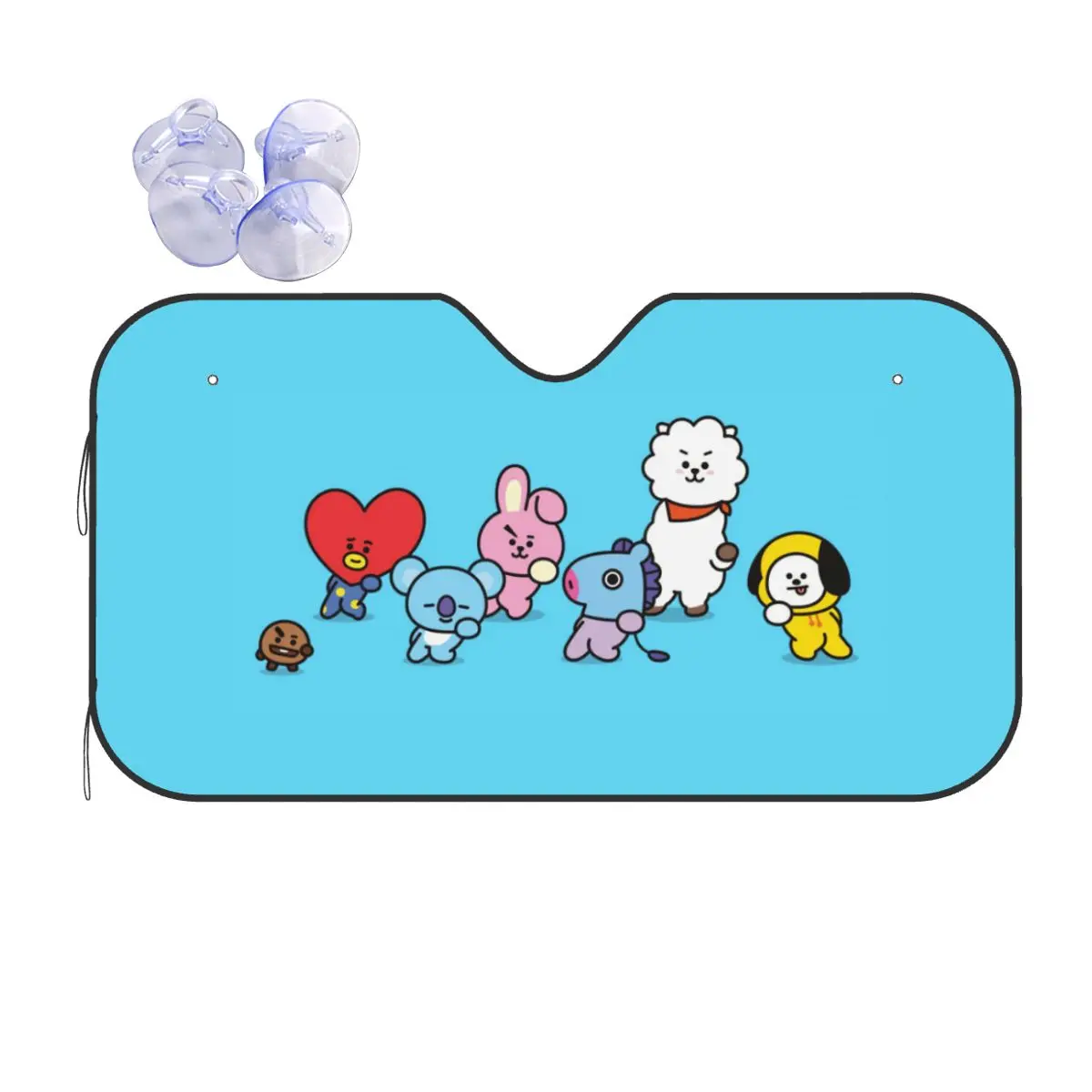 

Korea Cartoon Windshield Sunshade Kpop Music Foldable Cover Front Block Window 76x140cm Sunshade Visor Heat Reflector