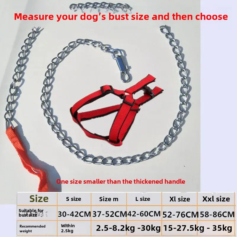 thumbnail image 1 of Correa para perros de razas grandes y pequeñas, cadena de hierro antimordeduras, cuerda para pasear perros, accesorios para perros, golden retriever, 1 of 5