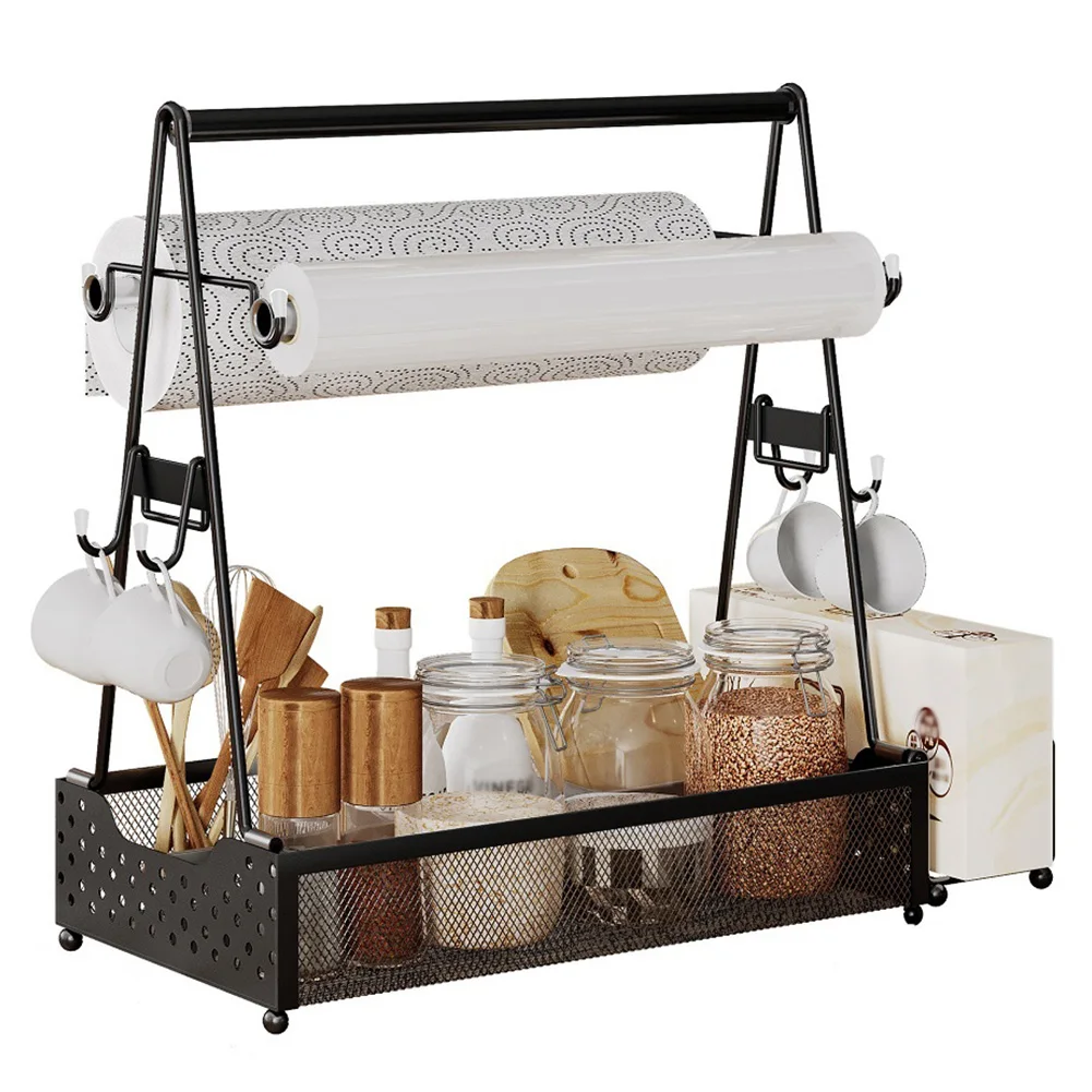 Picnic Grill Condiment Caddy with Paper Towel BBQ Accessories Storage Organizer for Griddle Grilling Tool RV Patio Camper Must