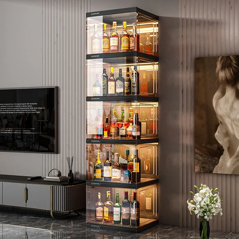 Wine cabinet display cabinet, living room against the wall, small household floor-to-ceiling foreign wine cabinet