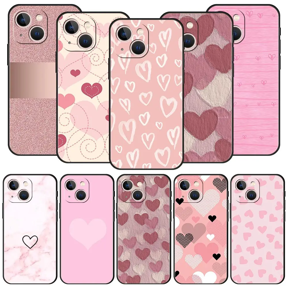 Gold Pink Rose Glitter Hearts Per Iphone 11 12 13 15 14 Pro Max Custodia Per Telefono X Xr Xs 7 8 Plus Se 2020 Luxury Soft Cover Funda