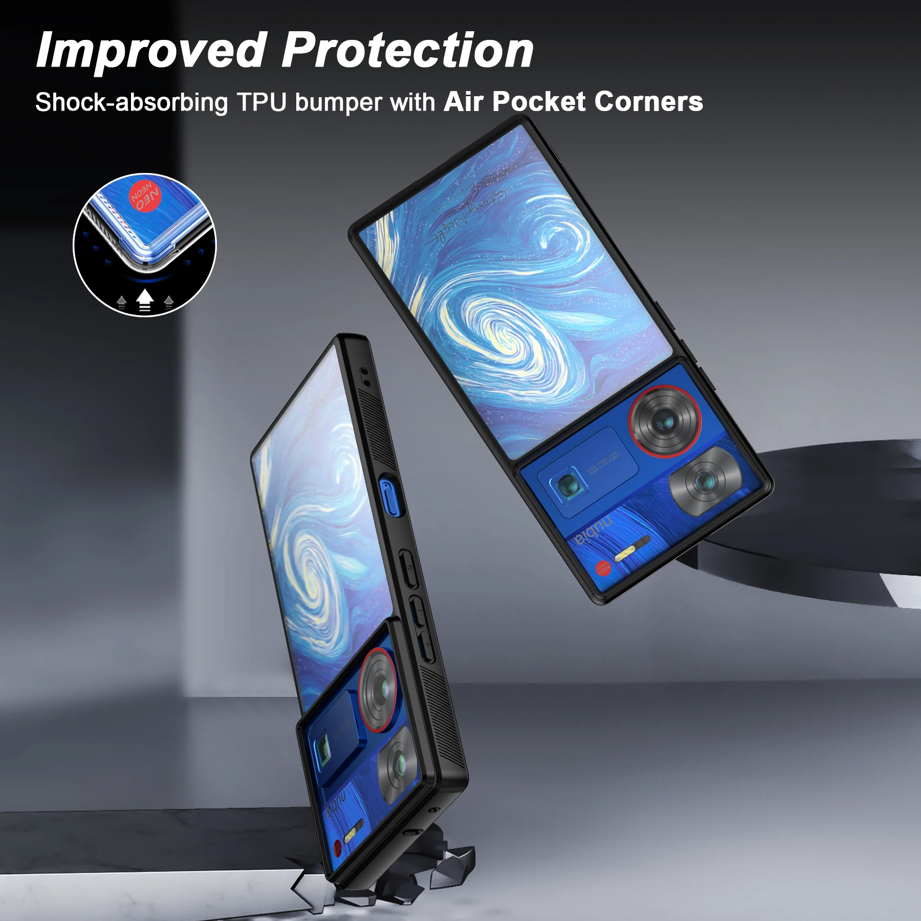 for Nubia Z60 Ultra Case  Slim Fit Translucent Matte Hard PC Back & Soft TPU Bumper Protective [Military-Grade Drop Protection]