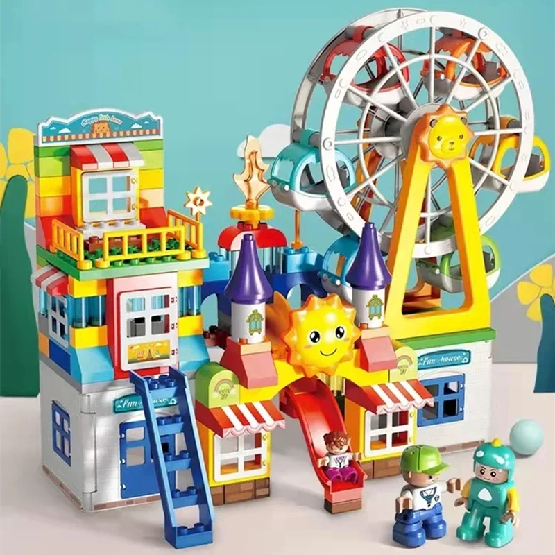Big Building Blocks Slide Stair Swing Seesaw Ferris Wheel Series Compatible Duploe Large Brick Children Educational Toy Kid Gift 2