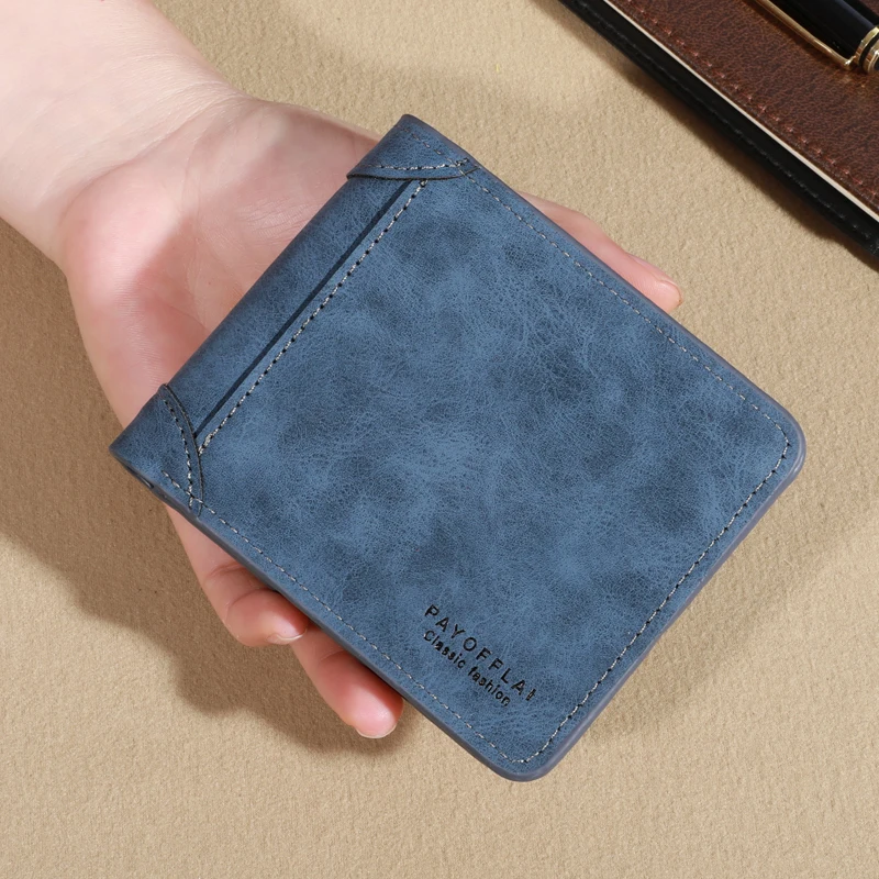 Vintage Matte Leather Men's Tri-fold Wallet - Coffee with Multi-Card Slots, Money Clip, and Eyelet Detail
