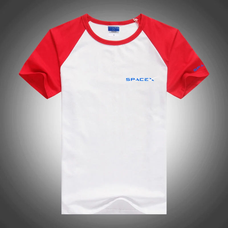 SpaceX Space X Logo 2023 Men's summer new fashion splicing T-shirt with round neck and short sleeves for leisure sports.