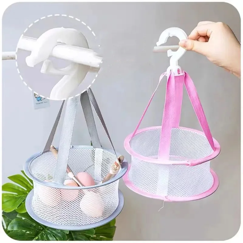 Fashion Pink Gray Makeup Tool Drying Net Home Dormitory Makeup Brush Drying Storage Net Bag Beauty Egg Organizer Hanging Bags 5