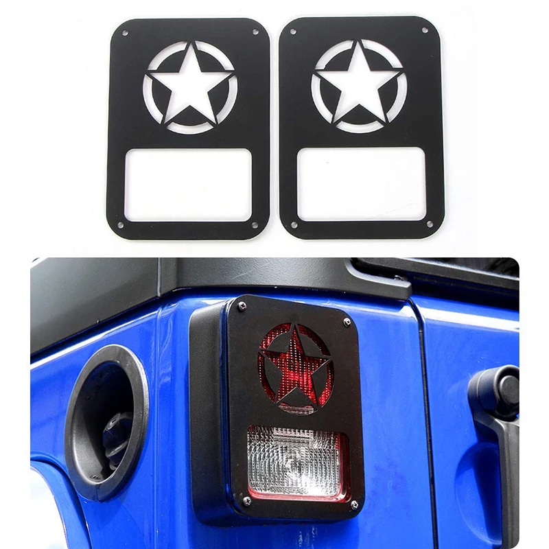 

Задняя крышка для задних фонарей 2007-2017 Jeep Wrangler JK & Unlimited Rubicon, пять звезд, Черная