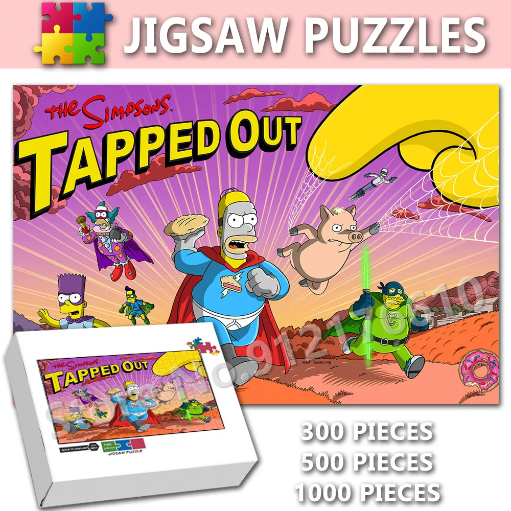 

The Simpson Family Jigsaw Puzzles Funny Cartoon Print 300/500/1000 Pieces Puzzle for Adult Decompress Educational Kids Gifts