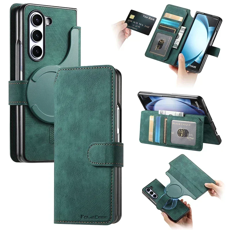 Premium Flip Leather Magnetic Wallet Case with MagSafe Magnetic Protection Cover