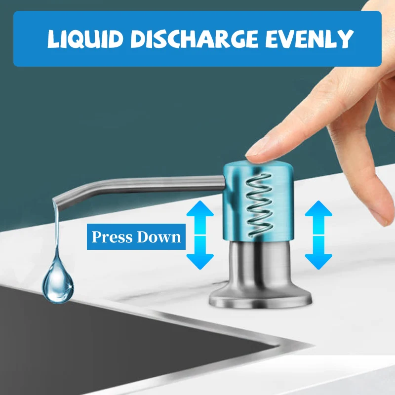 Kitchen Sink Liquid Soap Dispenser Pump 500ML Stainless Steel Liquid Soap Bottle Sink Mount Hand Pressure Soap Dispenser Bottle 3