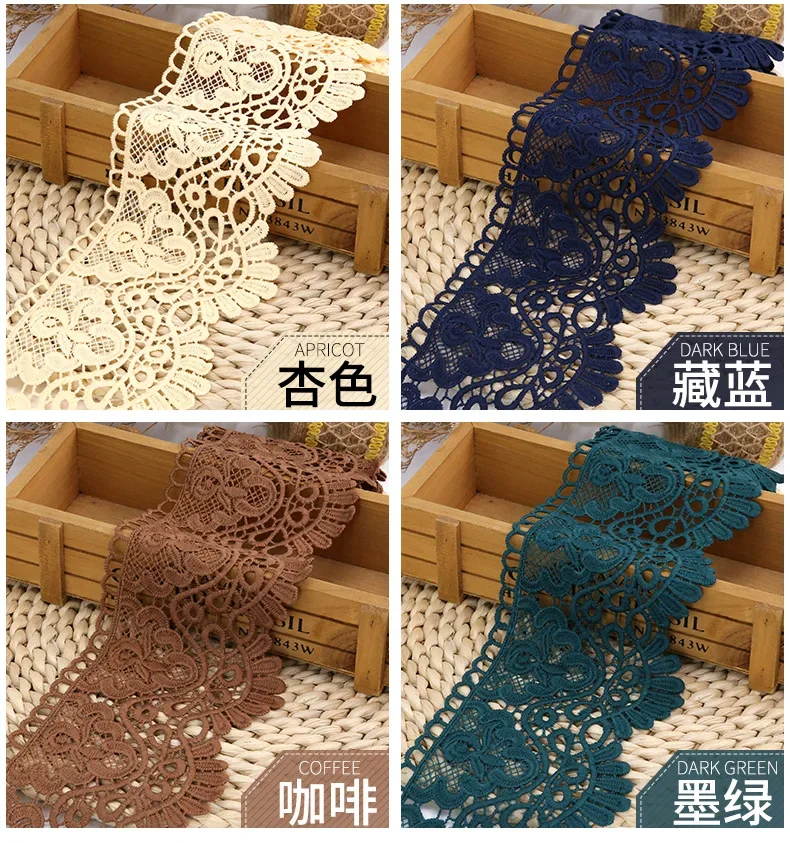 할로우 아웃 꽃 자수 레이스 리본, DIY 의류 재봉 원단, 폭 10cm, 블랙 화이트, 수제 공예, 레이스 테이프, 2m