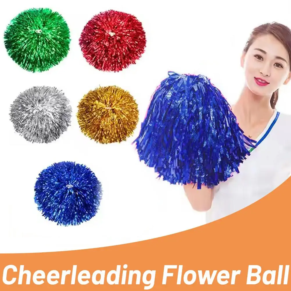 Children's Cheerleading Pom Poms with Handle Cheer Balls Gold Yellow Pink Red Green Blue for Women Girl Kids Pompoms Access C4U8