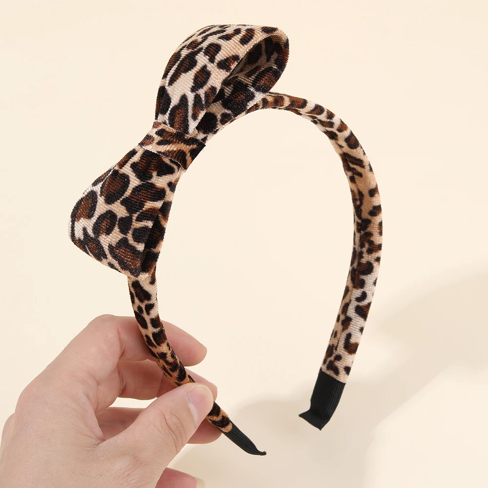 Korean Leopard-print Bow Headband Retro Elegant Velvet Hair Band No Slip Hair Hoop For Girls Women Fashion Headwear Accessories