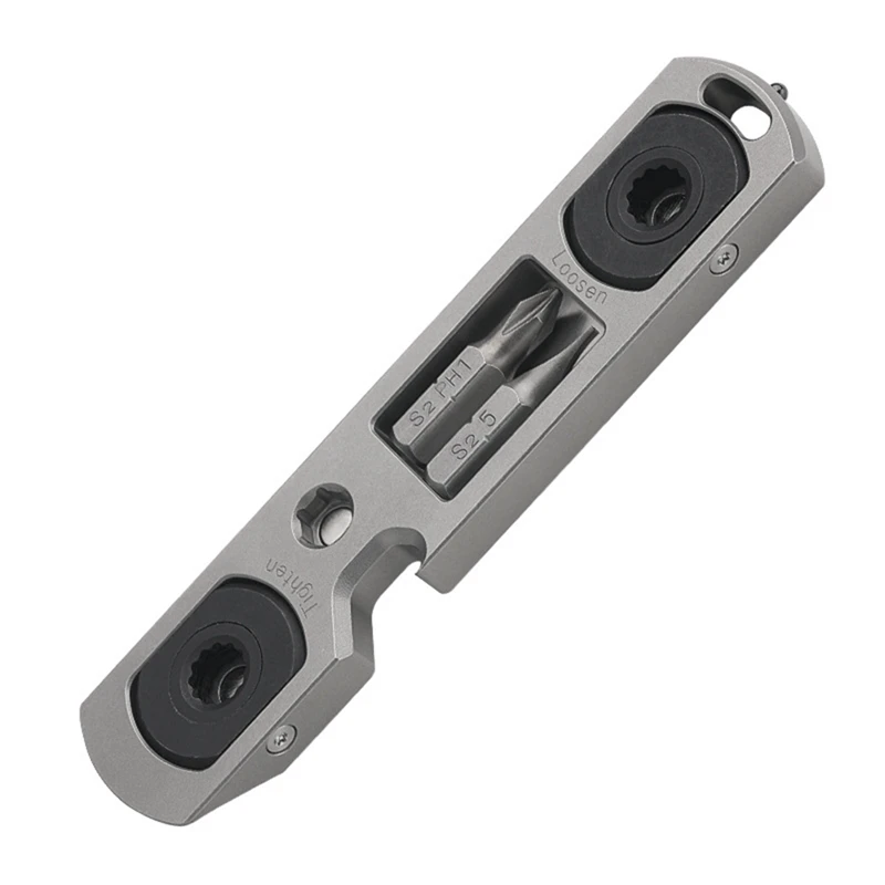 

Titanium Alloy Multi-Functional Mini Ratchet Screwdriver Wrench Bottle Opener EDC Tool Durable