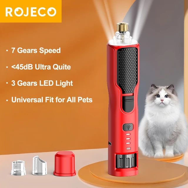 ROJECO Pet Electric Nail Grinder Rechargeable Dog Paw Grooming Nail Clipper LED Light 7 Speeds Adjustable Cat Claw Nail Grinder 1