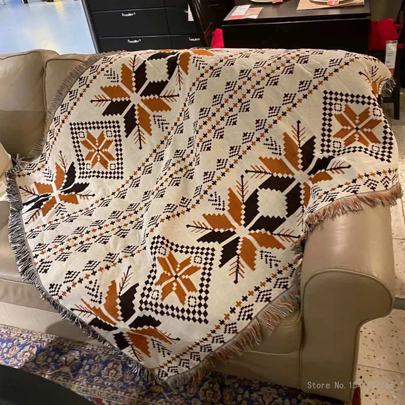 Creative Bohemia Decorative Sofa Blanket, Family Style, Car Blanket, Indian Outdoor Rug, Picnic Mat, Travel, Pastoral, 1Pc