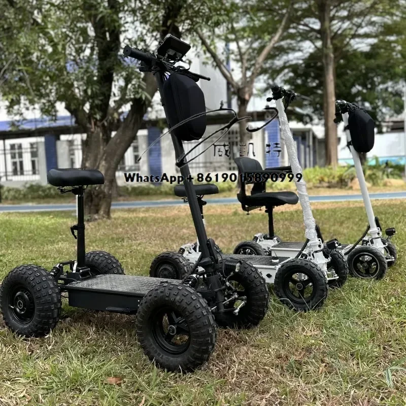 13-Inch tire 3000W four-wheel electric scooter single backrest golf rack rear truck transport basket LCD smart display