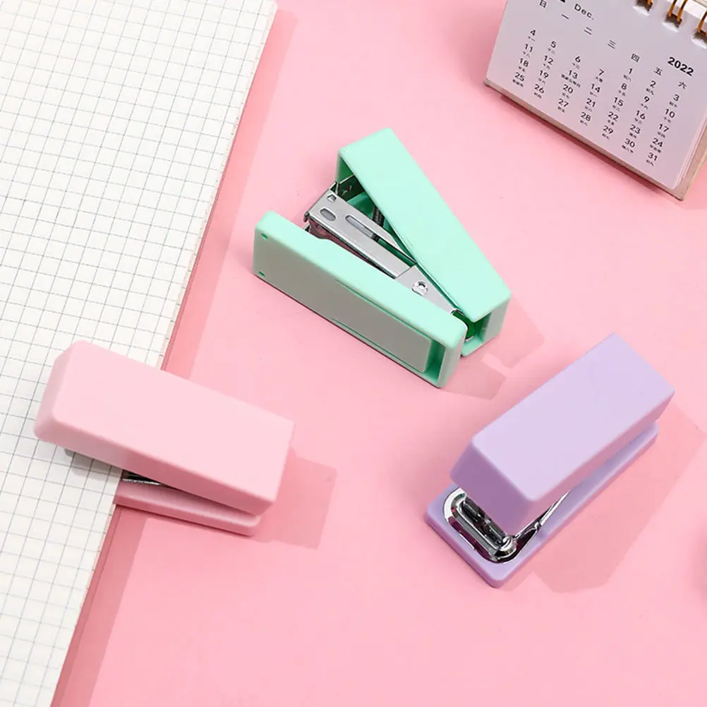 3Pcs 휴대용 소형 스테이플러 금속 미니 핸드헬드 스테이플러 사무실 학교 데..