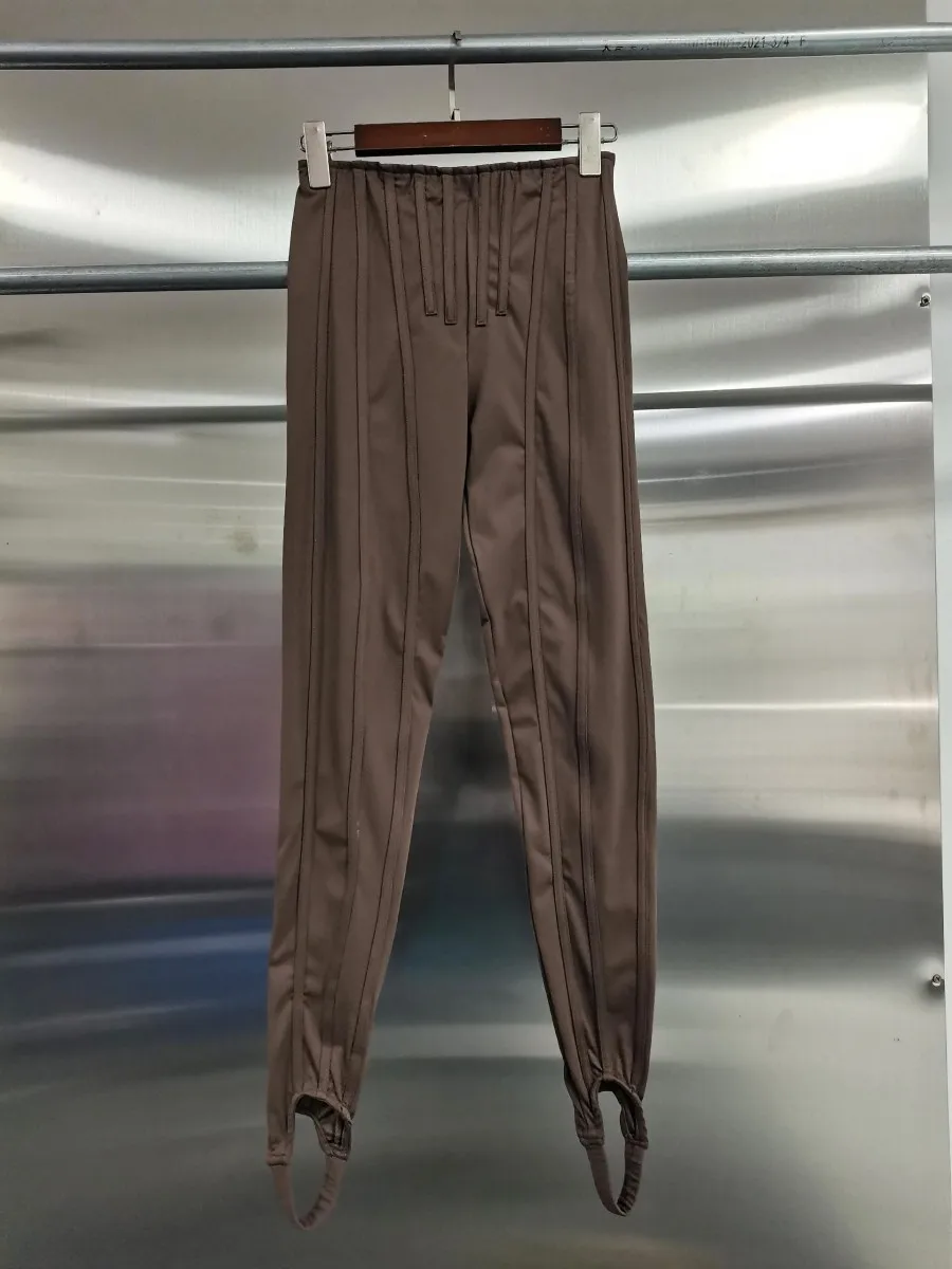 TWOTWINSTYLE Solid Spliced Folds Chic Trousers Female High Waist Slimming Streetwear Minimalist Women's Pants Autumn New Fashion