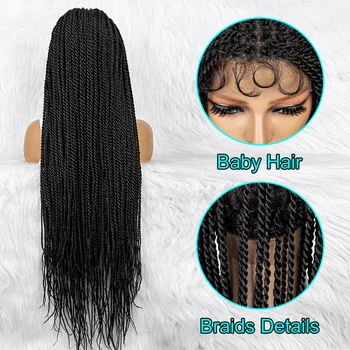 40 Full Lace Knotless Box Braided Wigs Knotless Cornrow Braids with Baby Hair Synthetic Lace Front