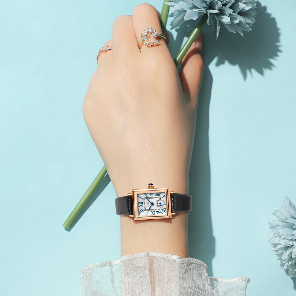 2023 New Watch Women Fashion Casual Leather Belt Watches Simple Ladies Square Dial Quartz Wristwatches Dress Clock Reloj Mujer