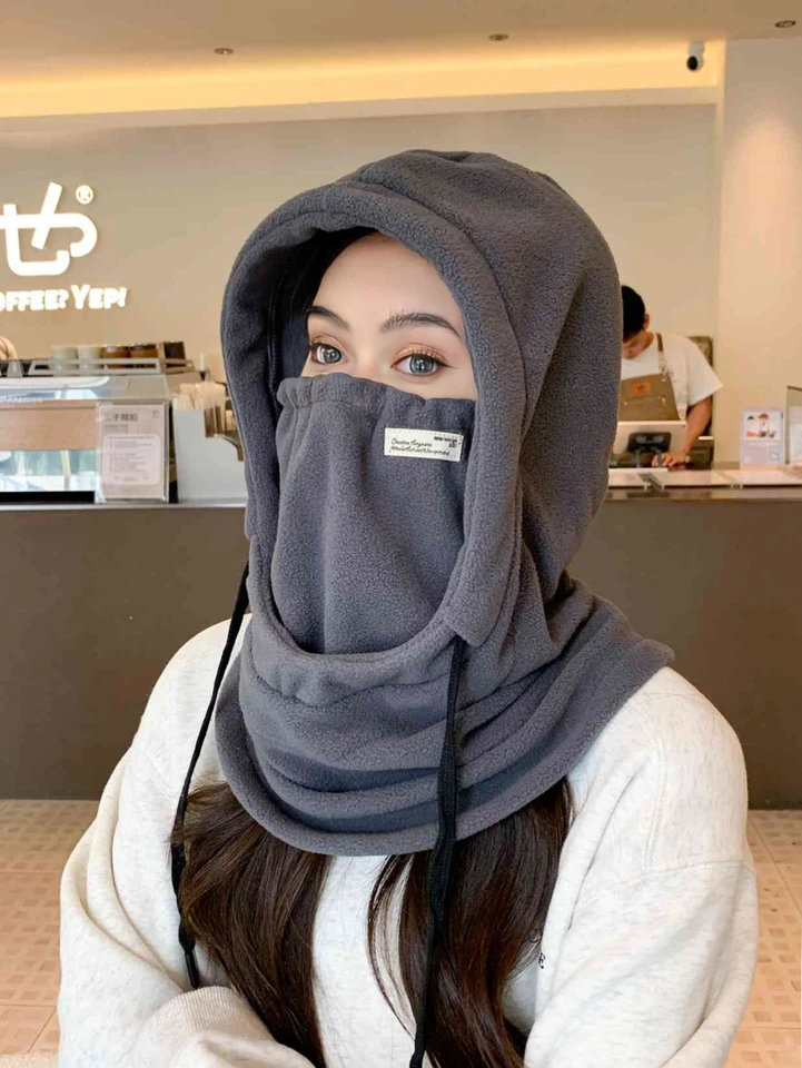 thumbnail image 2 of Winter Gear Beige Balaclava Hood Scarf - Knitted Winter Face Cover For Women Hood Scarf Combo 2 of 10