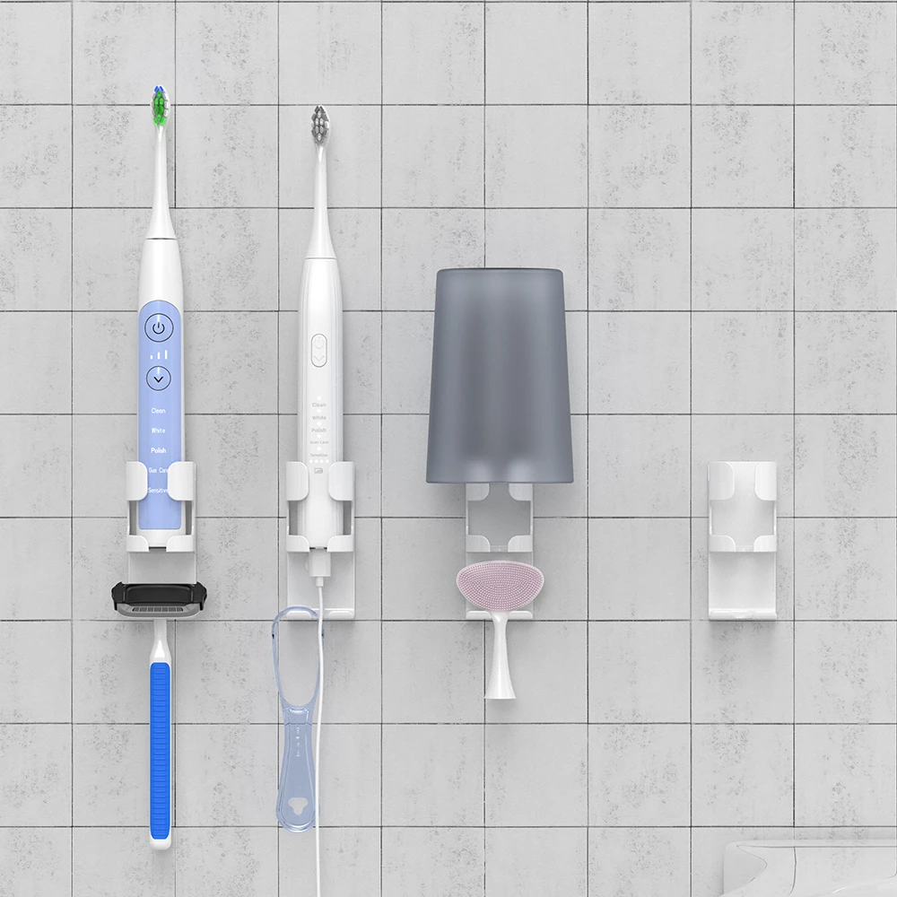 Toothbrush Holder Fit for Oral B & Philips Electric Toothbrush, Gravity Sensor Wall Mounted, No Punch Adhesive Toothbrush Holder