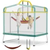 6FT Rectangle Trampoline for Small Spaces, 4-in-1 Kids Trampoline with Swing & Safety Enclosure Net, Ideal for Sensory Play & Indoor/Outdoor Use for Ages 3-8, ASTM Approved