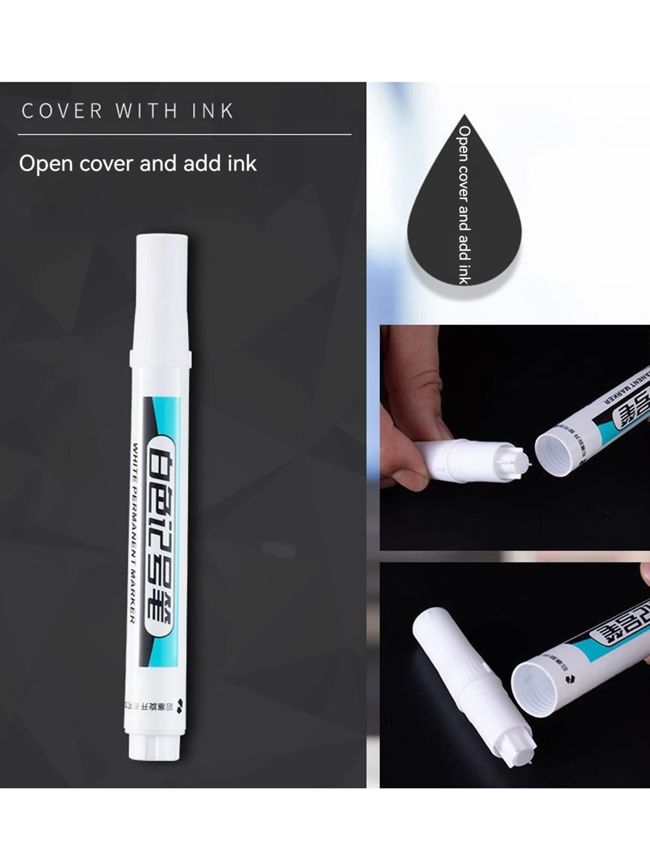 White Paint Marker Pen 0.7/1.0/2.5mm Deep Hole Markers Pen Set Waterproof Permanent Oily For Rock Wood Glass Tiles