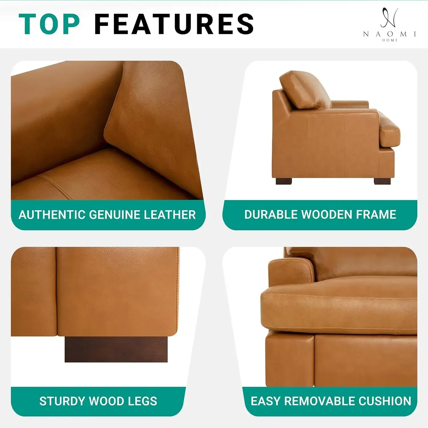 Hot Siggy Genuine Leather Sofa-Set of 3 Luxurious Comfort, Goose Feather Cushion Filling, Square Arm Design, Sturdy Block