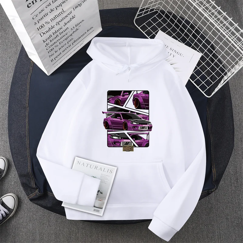 Men's new fashion hoodie, casual daily drawstring hooded sweatshirt car print, front kangaroo pocket, men's jacket