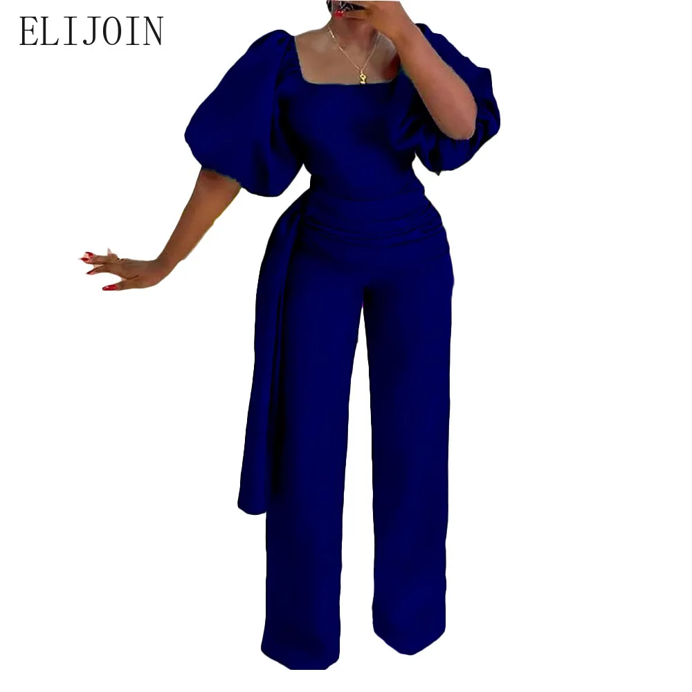 

ELIJOIN 2021 Sexy Jumpsuit Strapless Bubble Sleeves Short Sleeves Long Women's African Jumpsuit