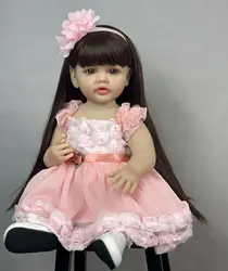 55 CM Soft Full Body Silicone Vinyl Princess Toddler Art Bebe Lifelike Reborn Baby Girl Doll Toy Birthday Gifts for Child