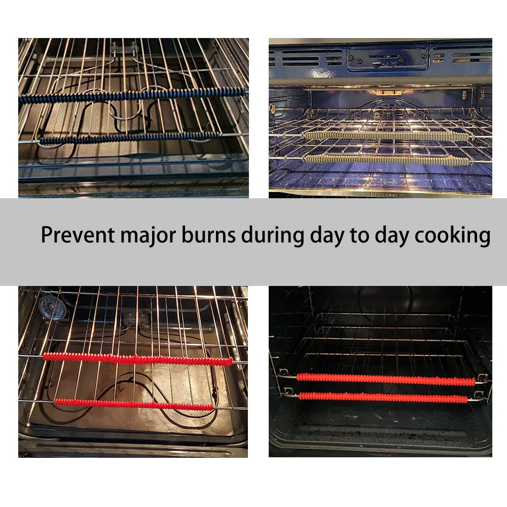 Oven Rack Shields-6 Pack Heat Resistant Silicone Oven Rack Cover 14 inches Long Edge Protector, Protect Against Burn