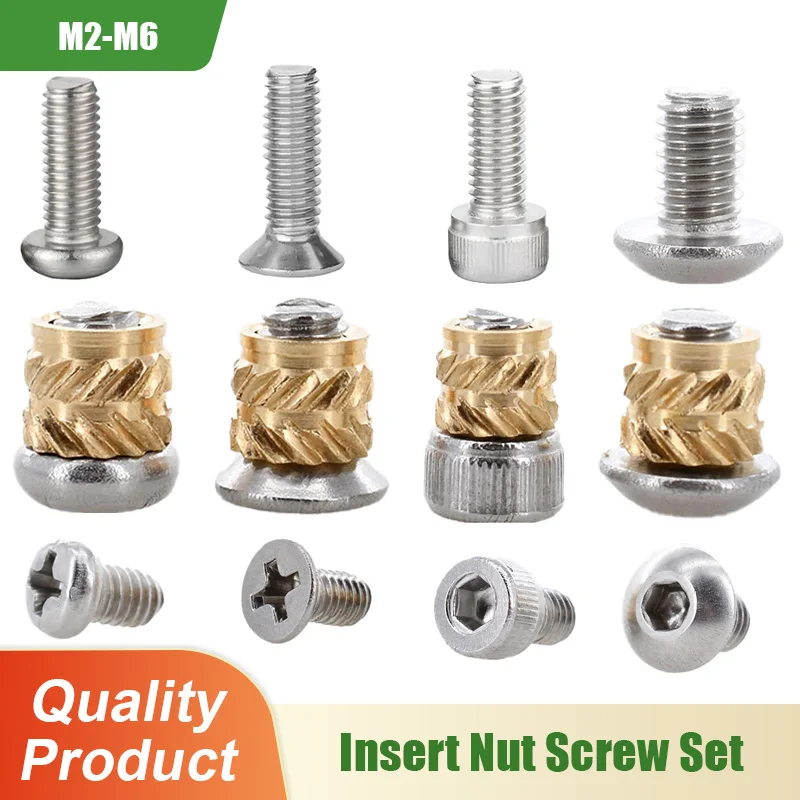 360 Pcs Threaded Insert M2 M3 M4 M5 Female Thread Nut Grinded Nuts Round  Injection Molding Brass Insert Insert Nuts Assortment Kit For Injection  Molding 3D Print Or Automotive 