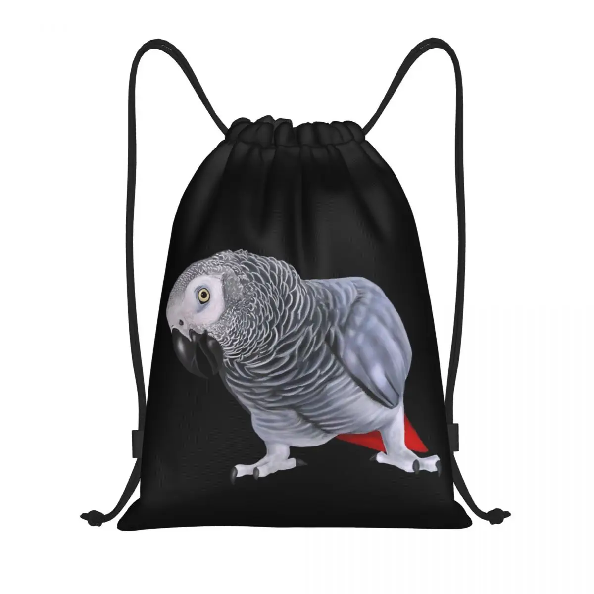 

Custom African Grey Parrot Bird Drawstring Backpack Bags Women Men Lightweight Psittacine Gym Sports Sackpack Sacks for Shopping