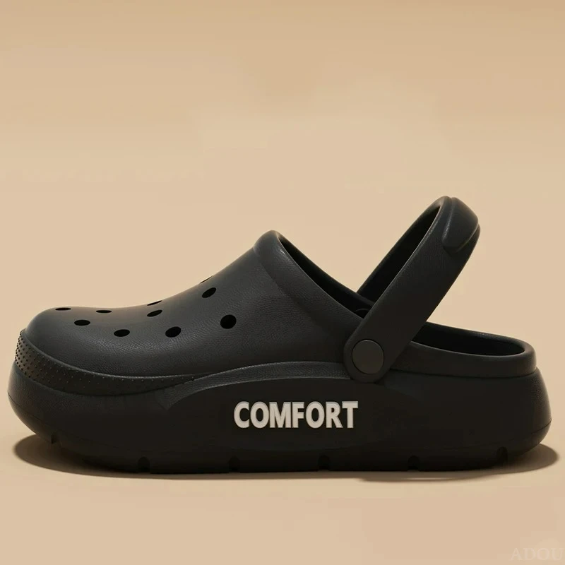 Women's Men's Slippers Summer Anti-Slip Couple Hollow Covered Toe Indoor Outdoor Casual Thick Bottom Sandals for Home Adults - 6